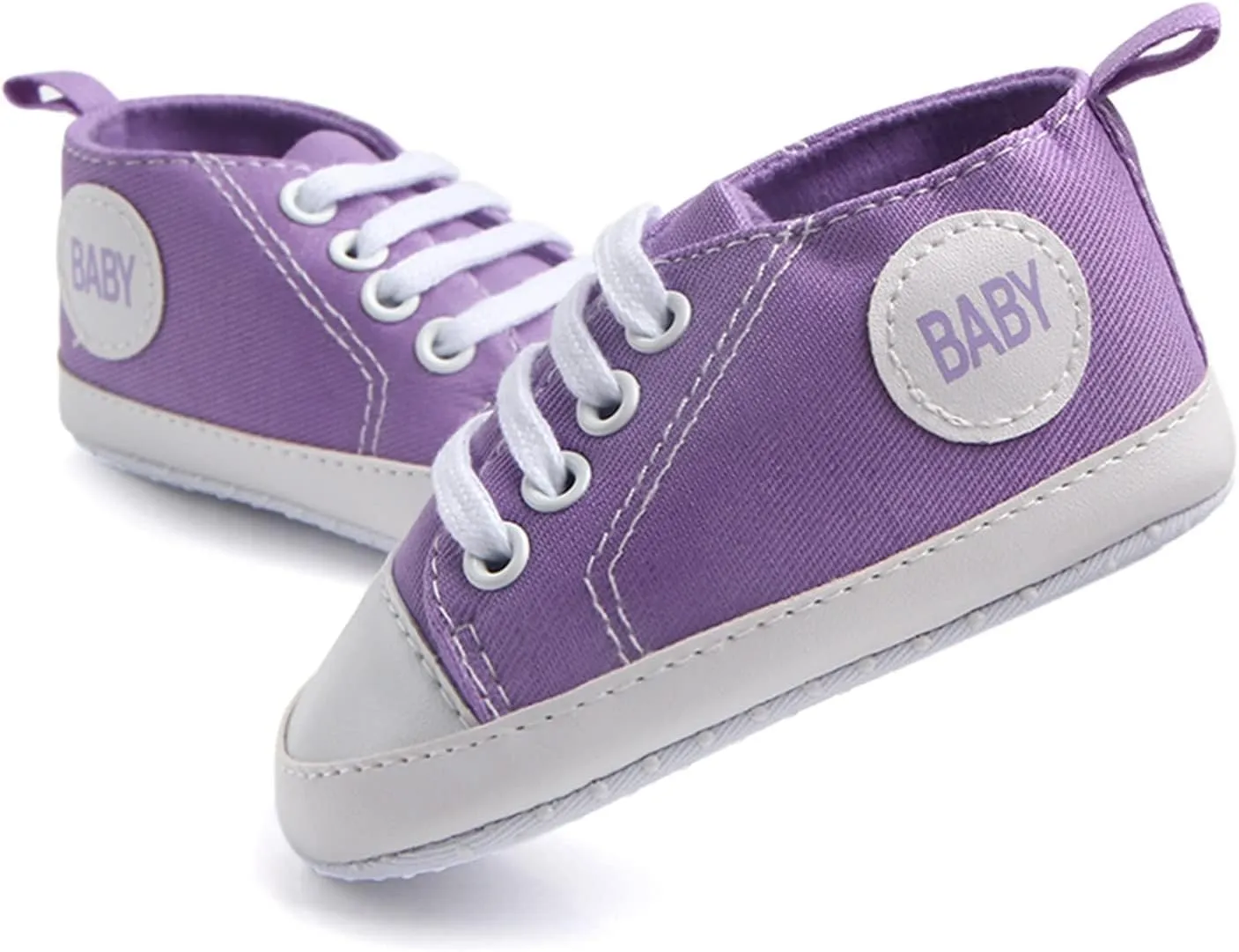 Baby Girls Boys Canvas Sneakers Soft Sole High-Top Ankle First-Walkers Step Shoes Infant Flat Rubber Sole Baby Shoes Boy