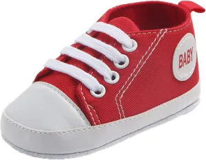 Baby Girls Boys Canvas Sneakers Soft Sole High-Top Ankle First-Walkers Step Shoes Infant Flat Rubber Sole Baby Shoes Boy