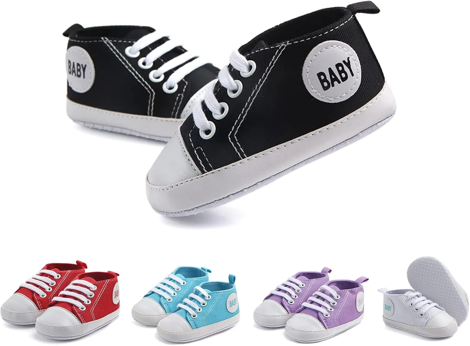 Baby Girls Boys Canvas Sneakers Soft Sole High-Top Ankle First-Walkers Step Shoes Infant Toddler Girl Shoes with Lights