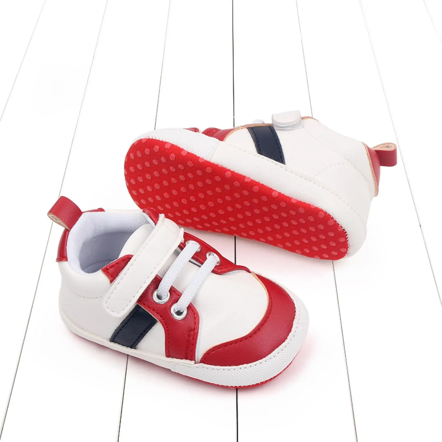 Baby Girls Boys Leather First Walking Sneakers Infant Toddler Anti-Slip Soft Sole Lightweight First Step Shoes