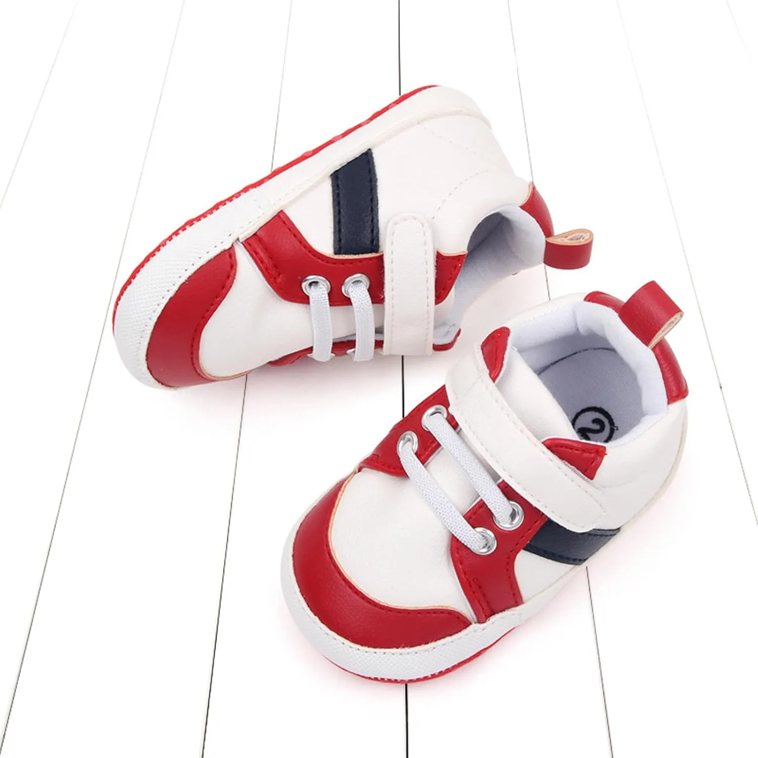 Baby Girls Boys Leather First Walking Sneakers Infant Toddler Anti-Slip Soft Sole Lightweight First Step Shoes