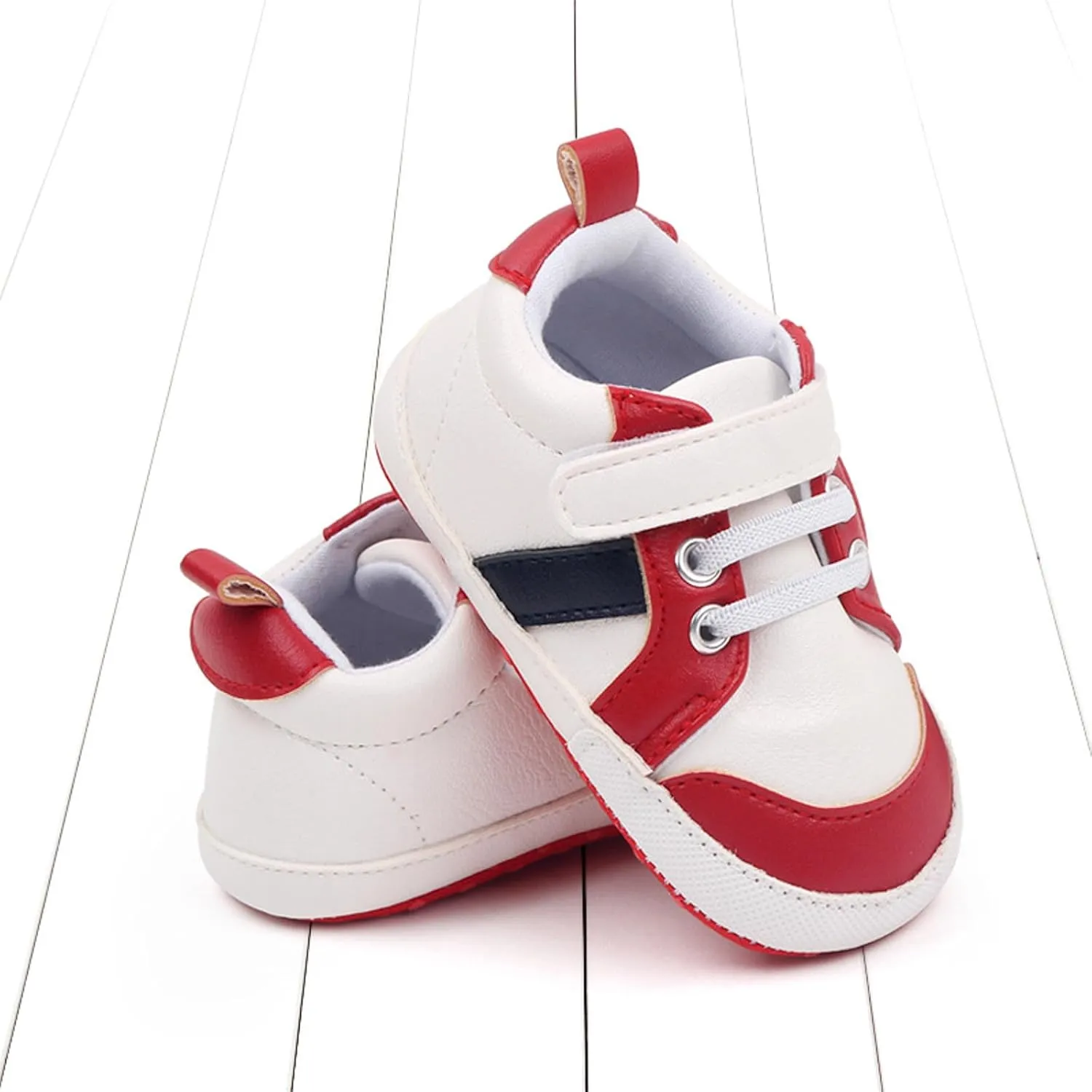 Baby Girls Boys Leather First Walking Sneakers Infant Toddler Anti-Slip Soft Sole Lightweight First Step Shoes