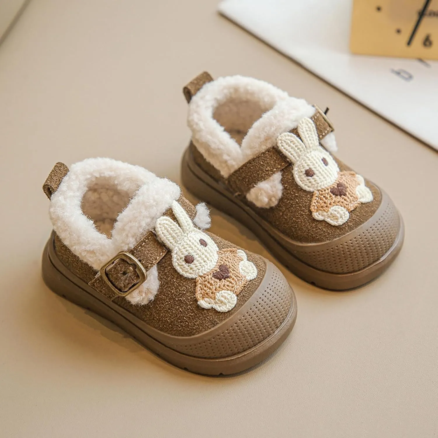 Baby Girls Boys Mules Suede Fleece Lined Thick Sole Slippers Slip On Snow Shoes Comfortable Cozy Garden Clogs