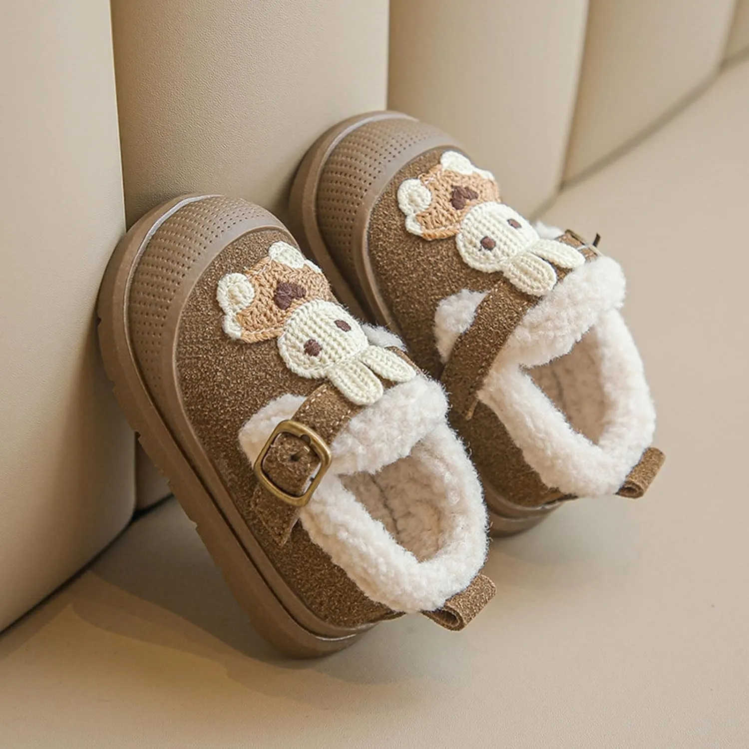 Baby Girls Boys Mules Suede Fleece Lined Thick Sole Slippers Slip On Snow Shoes Comfortable Cozy Garden Clogs