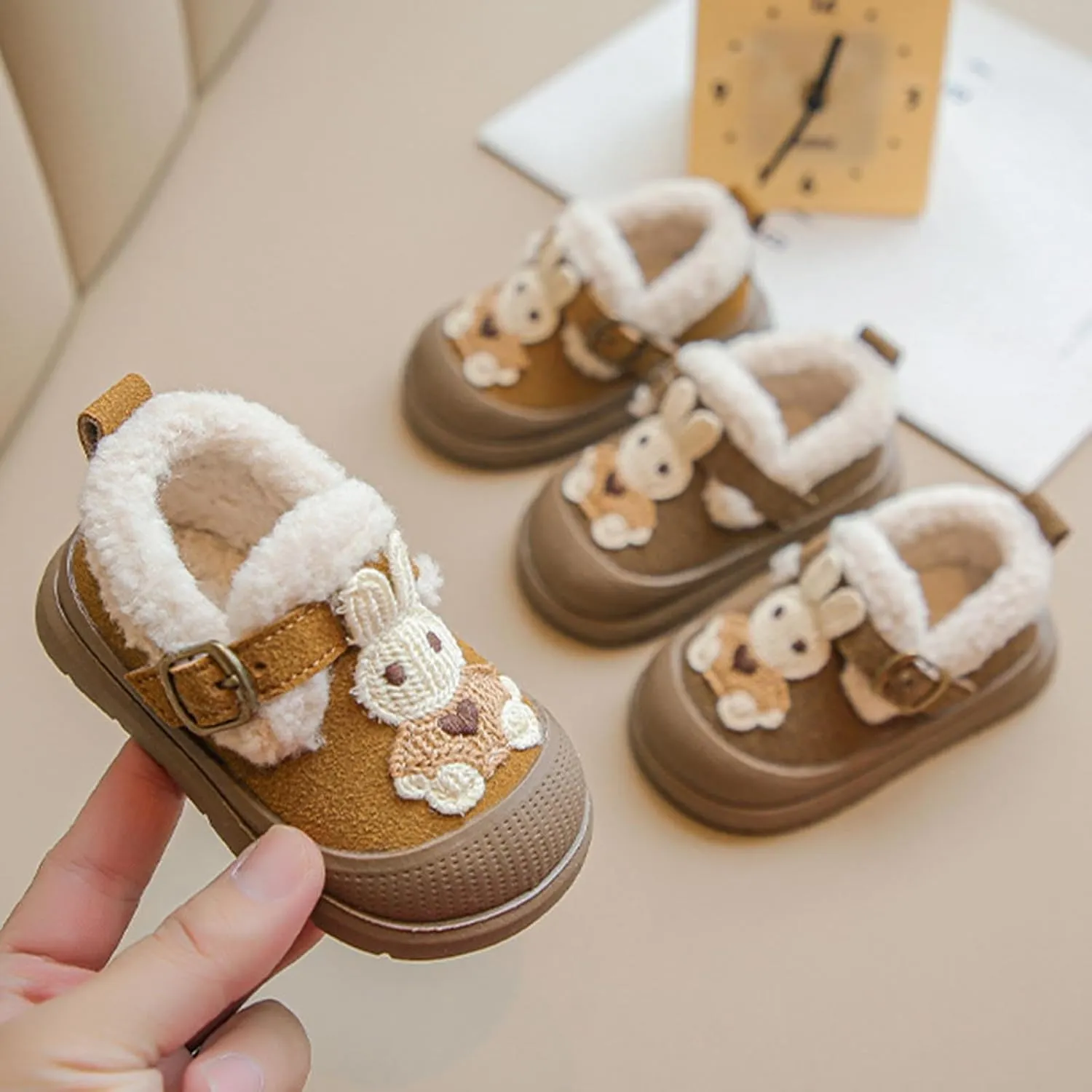 Baby Girls Boys Mules Suede Fleece Lined Thick Sole Slippers Slip On Snow Shoes Comfortable Cozy Garden Clogs