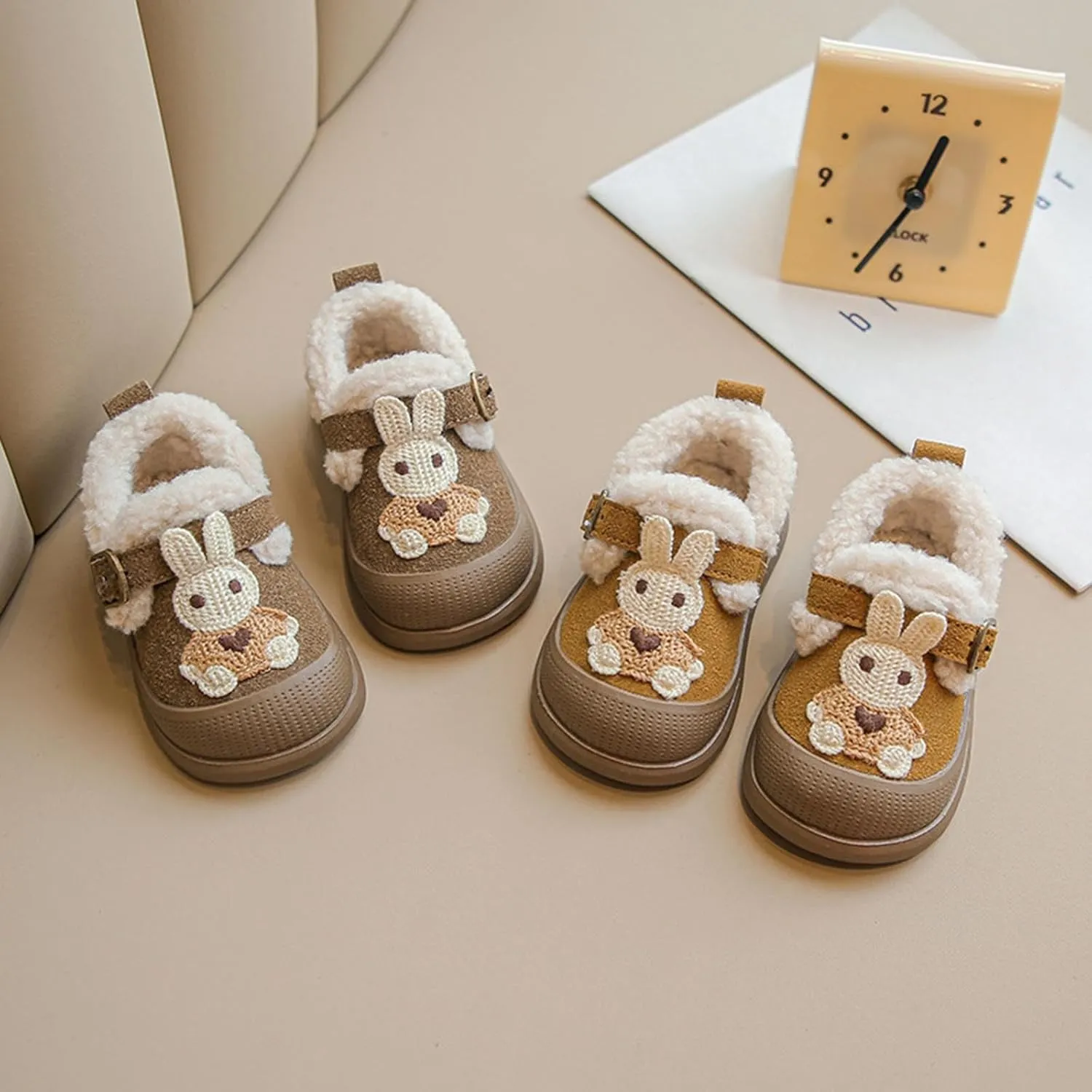 Baby Girls Boys Mules Suede Fleece Lined Thick Sole Slippers Slip On Snow Shoes Comfortable Cozy Garden Clogs
