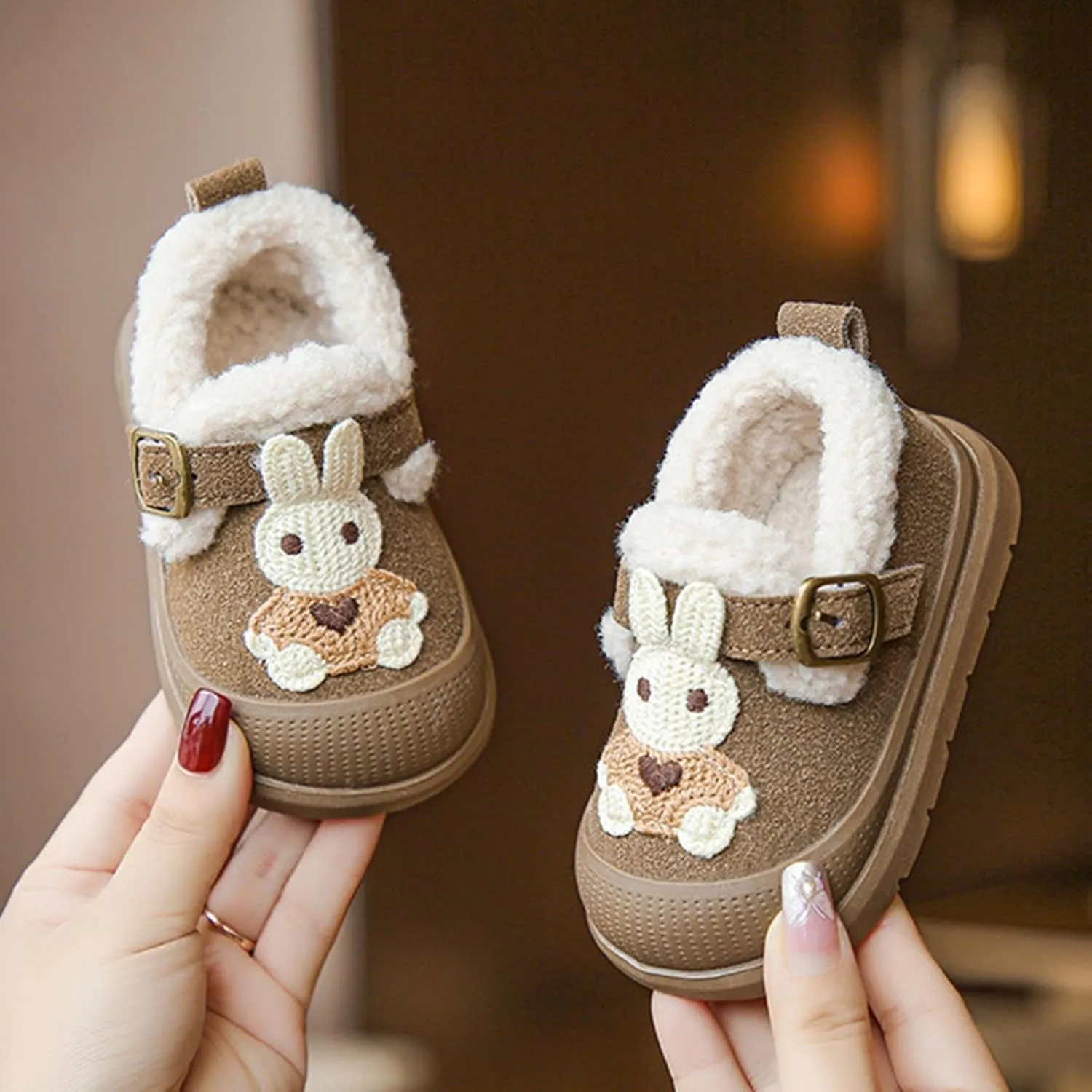 Baby Girls Boys Mules Suede Fleece Lined Thick Sole Slippers Slip On Snow Shoes Comfortable Cozy Garden Clogs