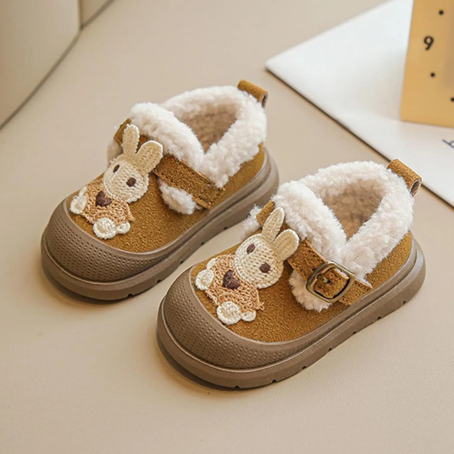 Baby Girls Boys Mules Suede Fleece Lined Thick Sole Slippers Slip On Snow Shoes Comfortable Cozy Garden Clogs