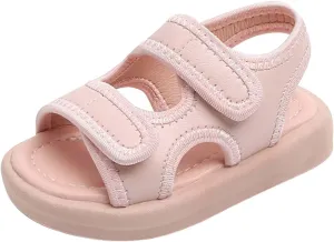 Baby Girls Boys Sandals Shoes Children's Kids Solid Beach Shoes Slip On Soft Sole Toe Crash Sandals Roman Sandals K-982 Pink 6