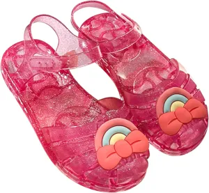 Baby Girls Cute Fruit Jelly Colors Hollow Out Non-Slip Soft Sole Sandals Toddler Kids Comfy Shoe Slip On Falts Daily I-517 Pink 8.5