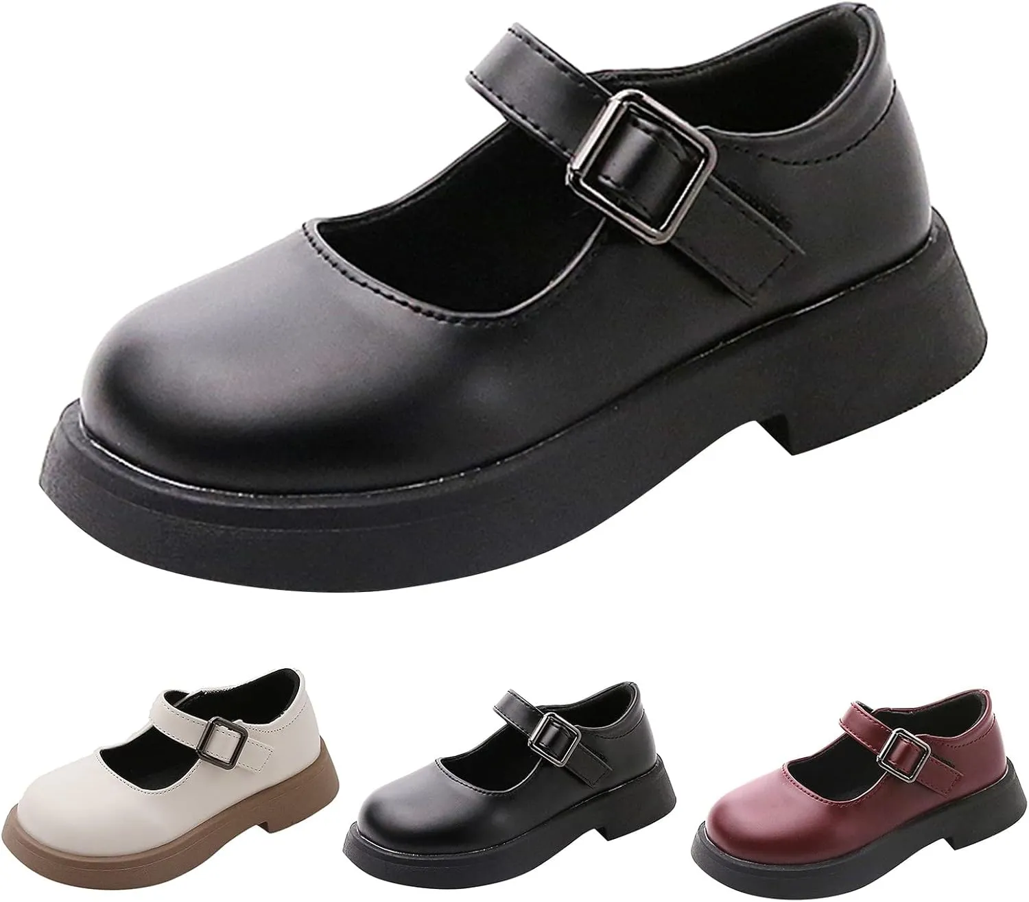 Baby Girls Mary Jane Shoes with Soft Soles Slip on Classic Wedding Dress Mary Jane Lightly Baby Comfort Sneaker Shoes Little/Big Girls