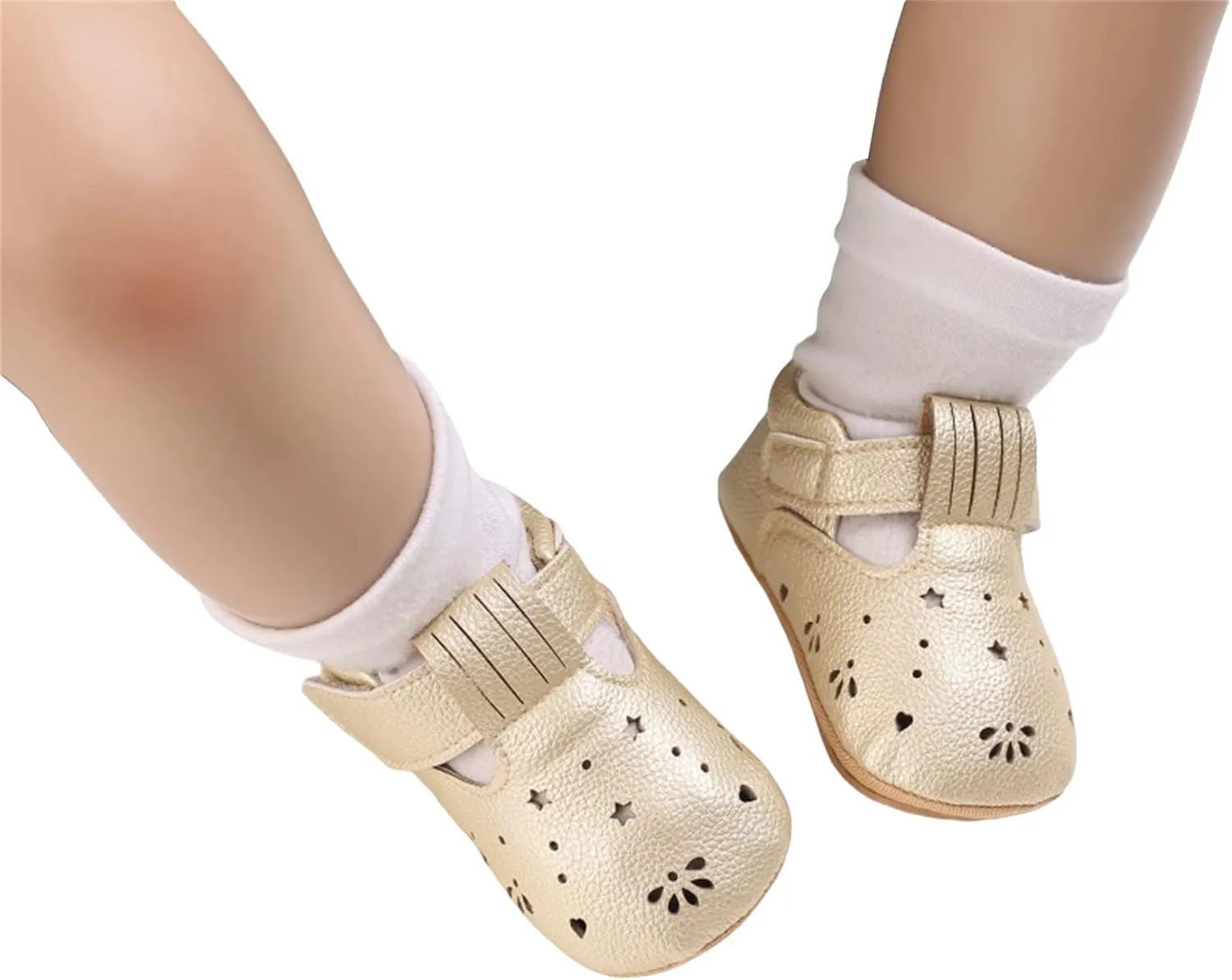 Baby Girls Princess Shoes Soft PU Leather Hollowed Non-Slip Bottom Casual Flats Shoes