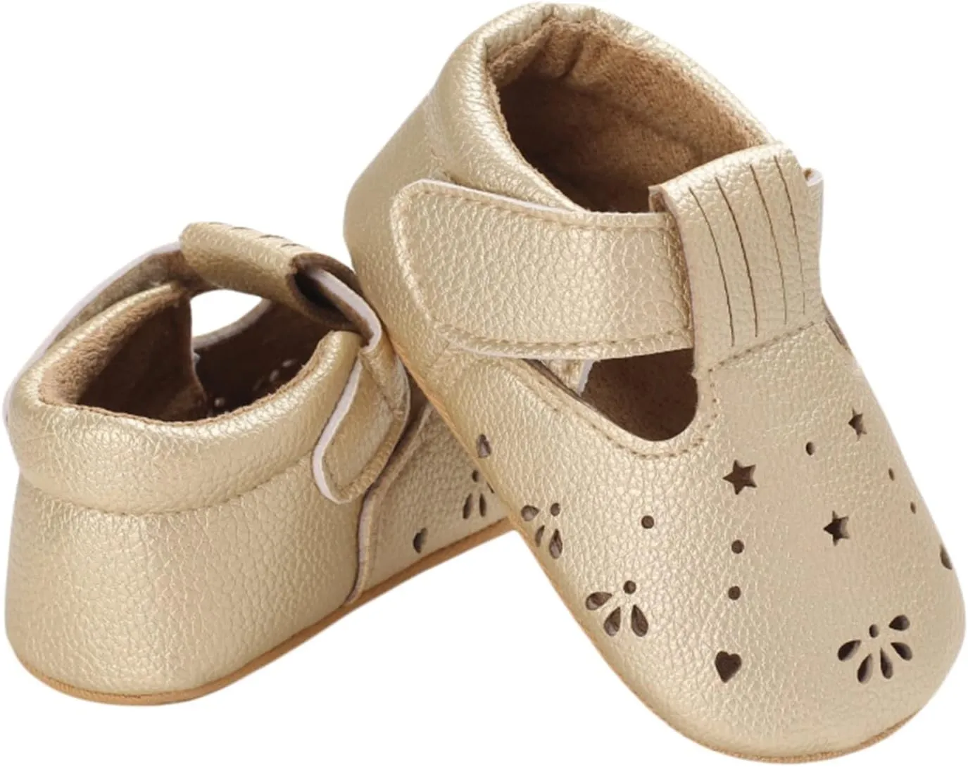 Baby Girls Princess Shoes Soft PU Leather Hollowed Non-Slip Bottom Casual Flats Shoes