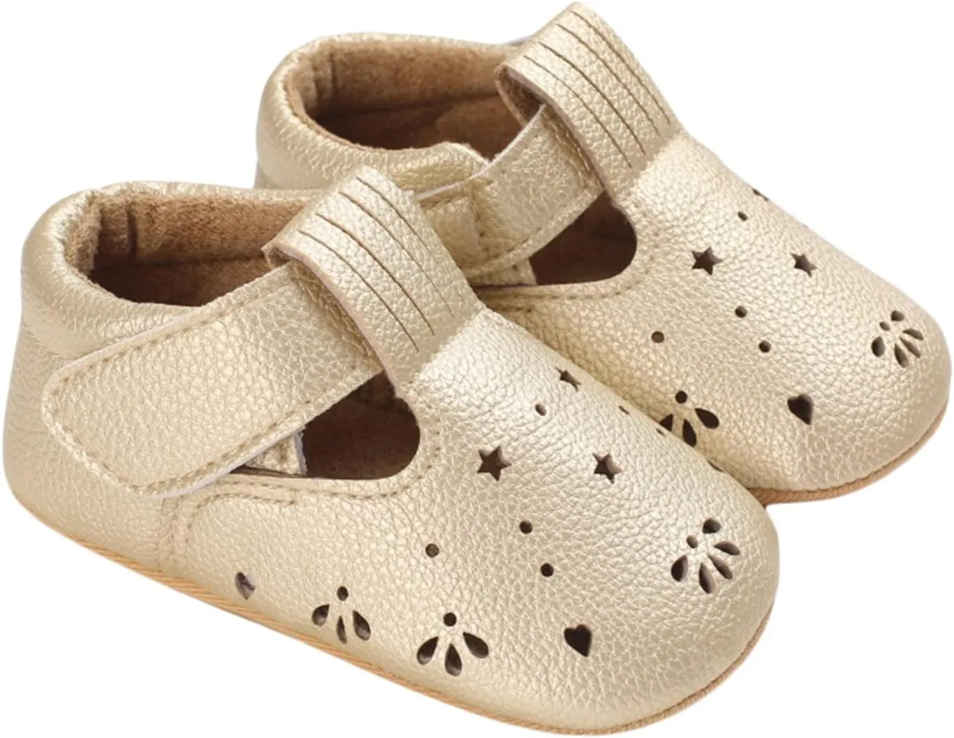 Baby Girls Princess Shoes Soft PU Leather Hollowed Non-Slip Bottom Casual Flats Shoes