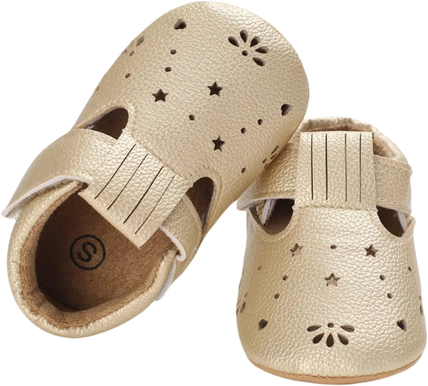 Baby Girls Princess Shoes Soft PU Leather Hollowed Non-Slip Bottom Casual Flats Shoes