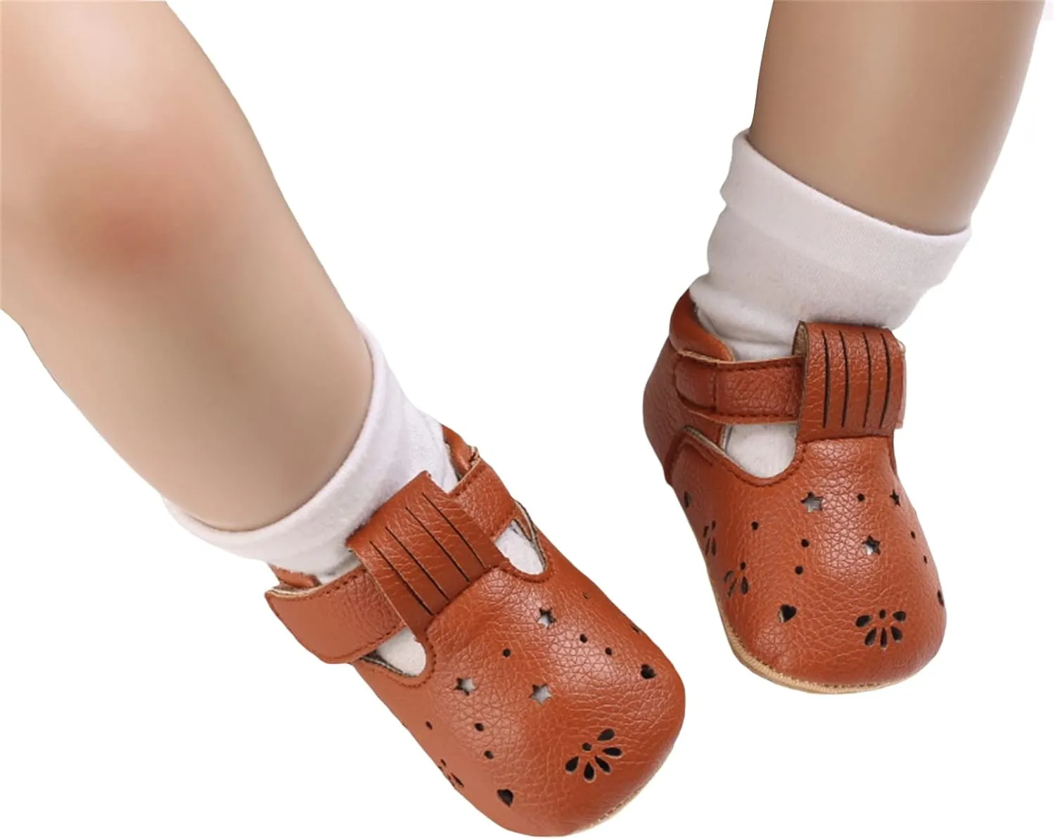 Baby Girls Princess Shoes Soft PU Leather Hollowed Non-Slip Bottom Casual Flats Shoes