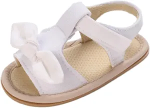 Baby Girls Sandals Ruffle Bowknot Premium Soft Sole Anti Slip Open Toe Breathable Summer Outdoor Black Shoes for Girls
