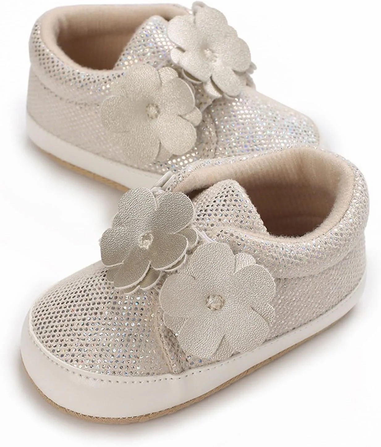 Baby Infant Girls High Top Sneakers Soft Soles Anti Slip Ankle Shoes with Flower Toddler Prewalker rib Shoes
