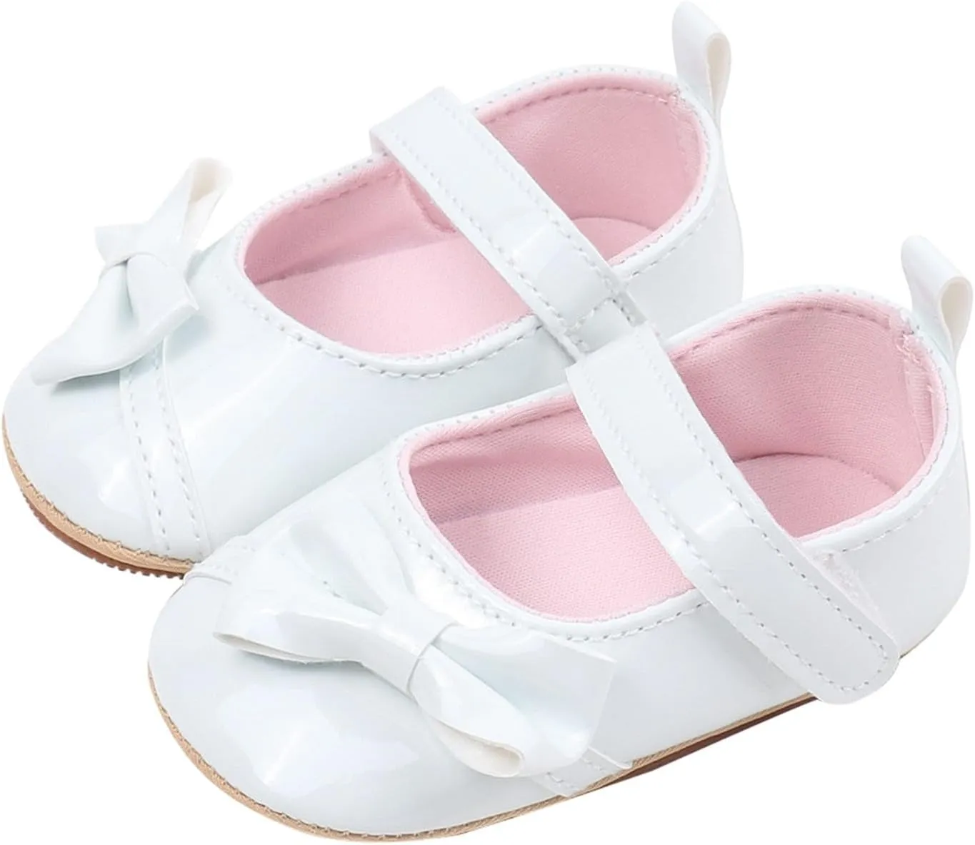 Baby Infant Mary Jane Shoes Gold Leather Bow Hook Loop Ankle Sandals Toddler Newborn Summer Closed Toe Walking Shoes