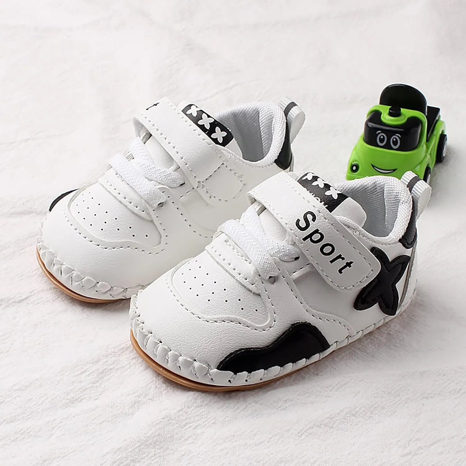 Baby PU Leather Hard Bottom Walking Sneakers Infant Toddler Rubber Sole First Walkers Cartoon Slippers Crib Shoes