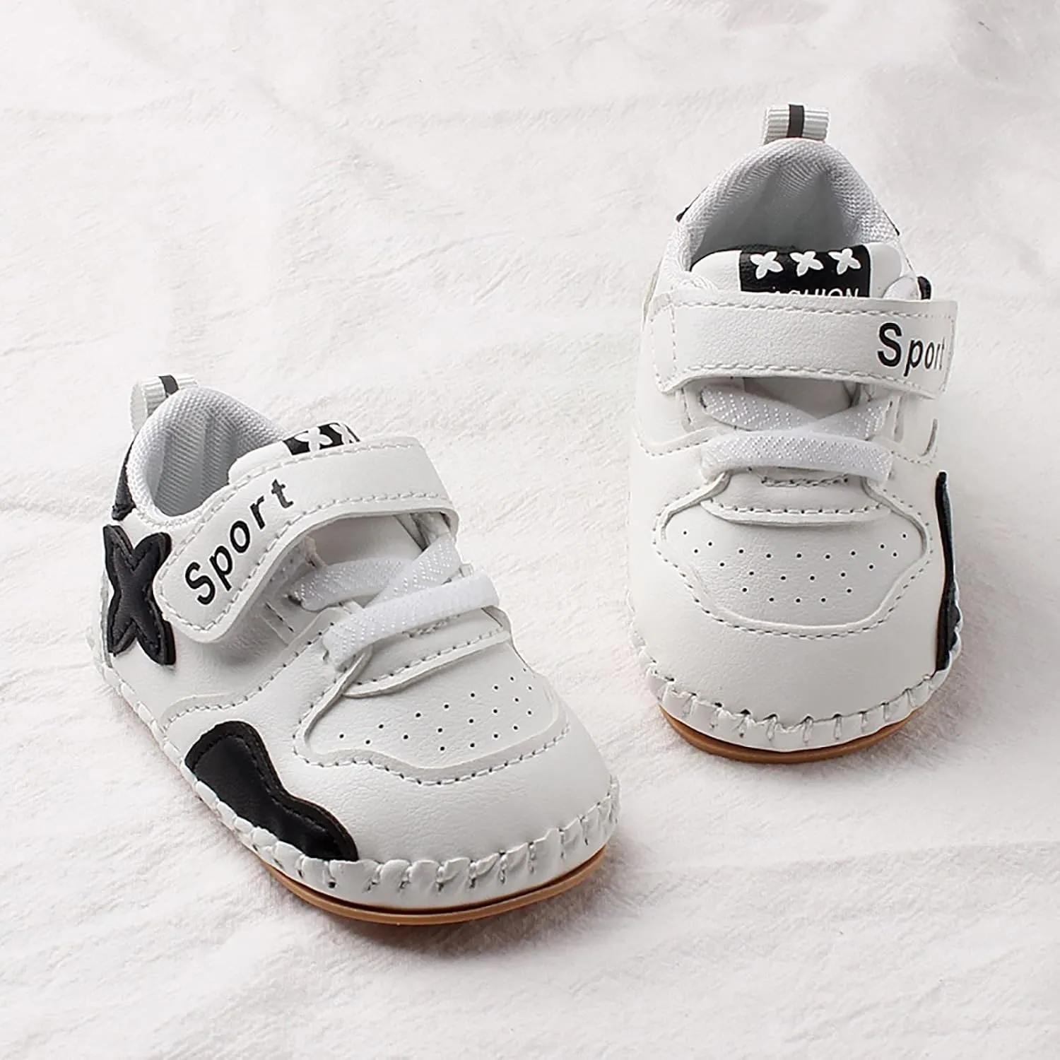 Baby PU Leather Hard Bottom Walking Sneakers Infant Toddler Rubber Sole First Walkers Cartoon Slippers Crib Shoes