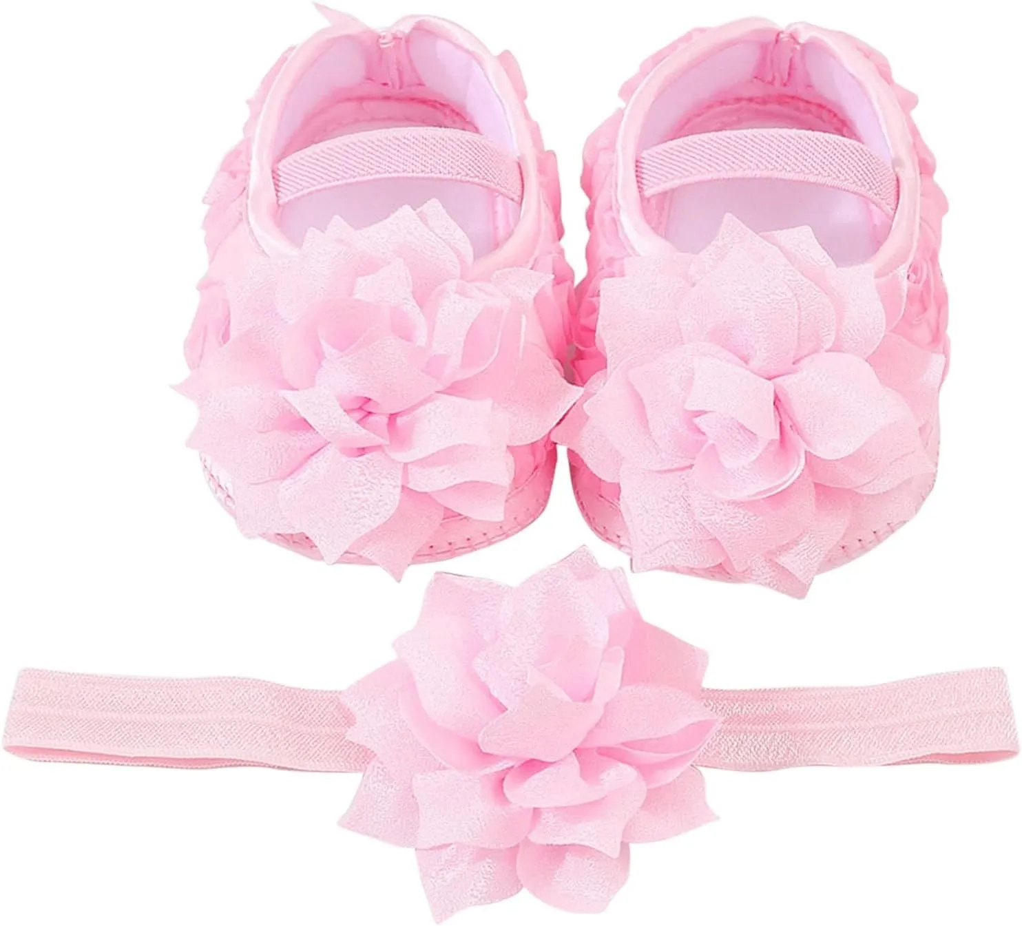 Baby Shoes and Hairband Set Baby Foral Shoes Newborn Soft Sole Frist Walking Shoes