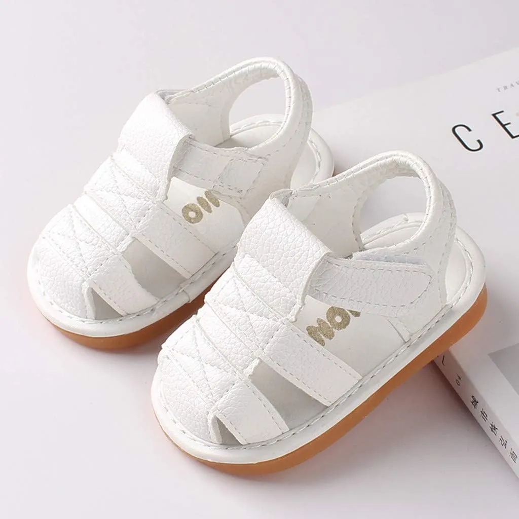 Baby Shoes Boys Girls Shoes Sole Sandals Walkers Soft First Boys Shoes Baby Roman Baby Shoes (White, 12-15 Months)