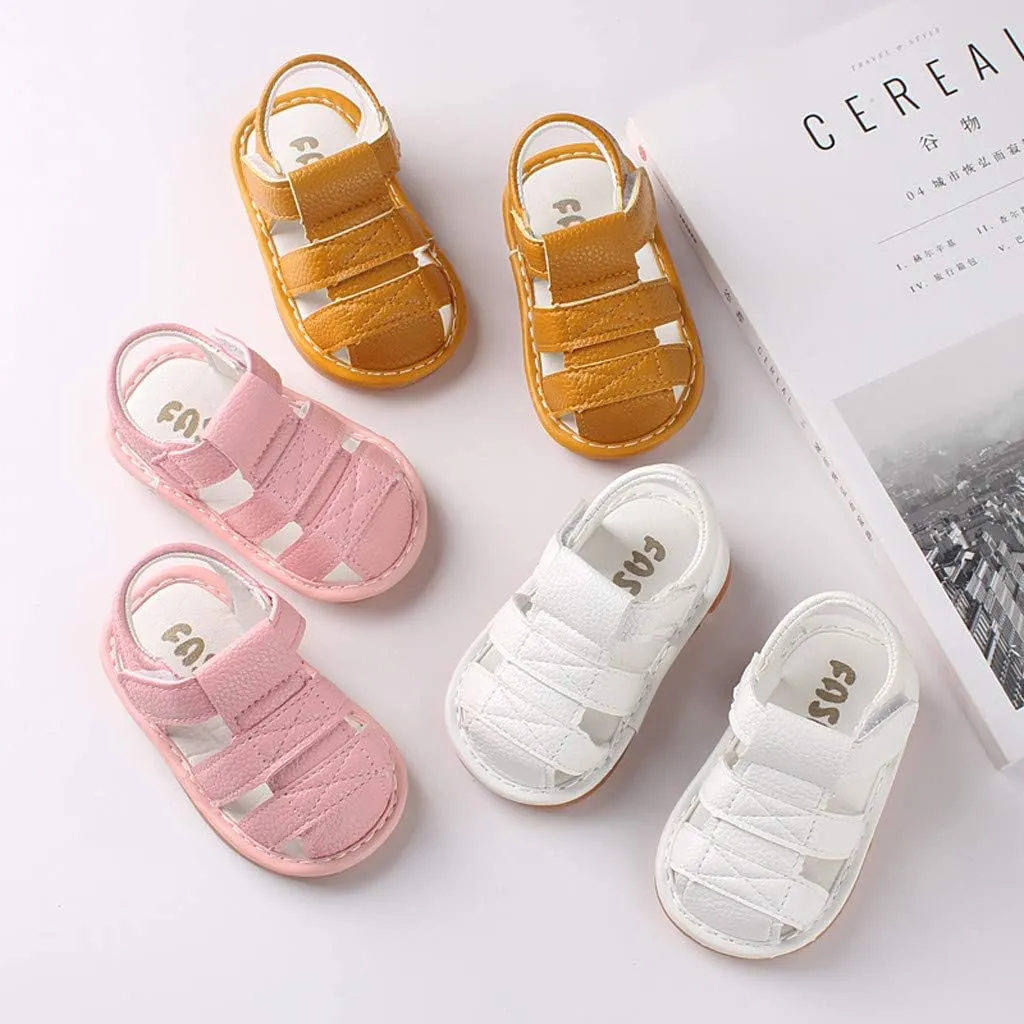 Baby Shoes Boys Girls Shoes Sole Sandals Walkers Soft First Boys Shoes Baby Roman Baby Shoes (White, 12-15 Months)