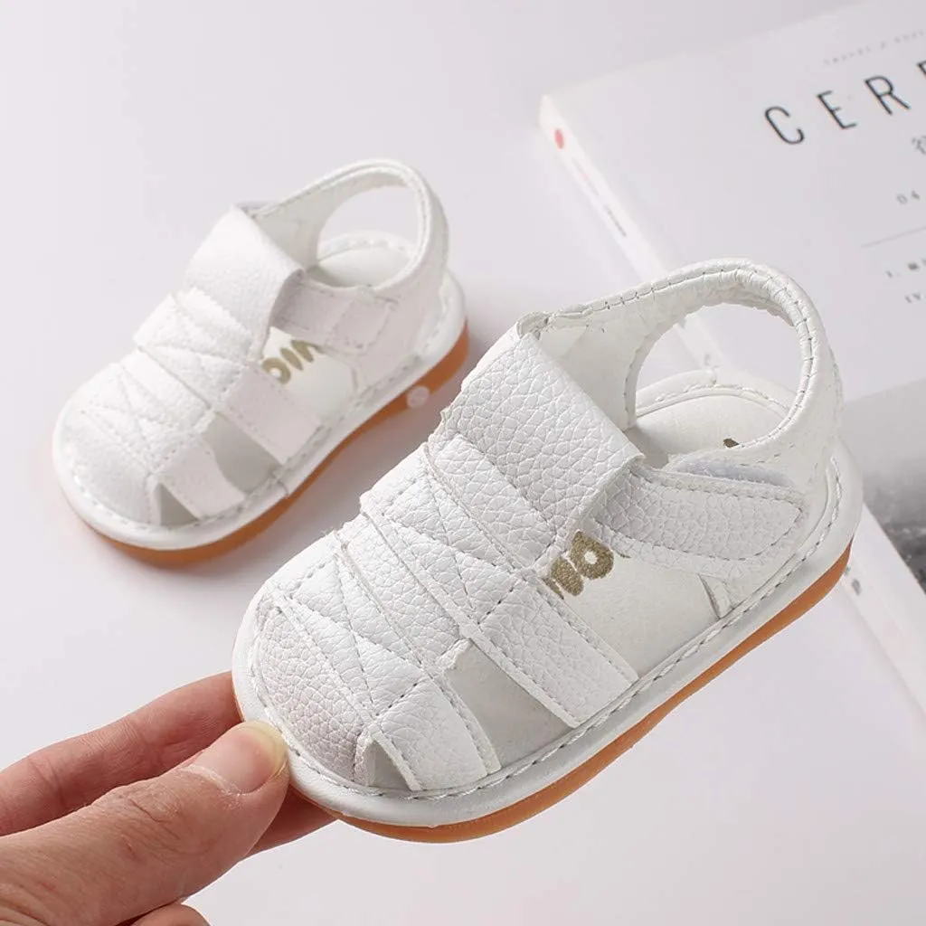 Baby Shoes Boys Girls Shoes Sole Sandals Walkers Soft First Boys Shoes Baby Roman Baby Shoes (White, 12-15 Months)