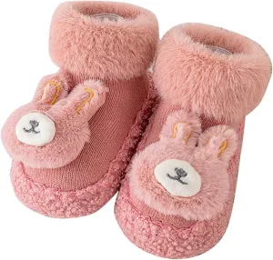 Baby Shoes Infant Socks Shoes Kids Toddler Cute Animal Fuzzy Bunny First Walking Slipper Sneakers Winter Warm Shoes