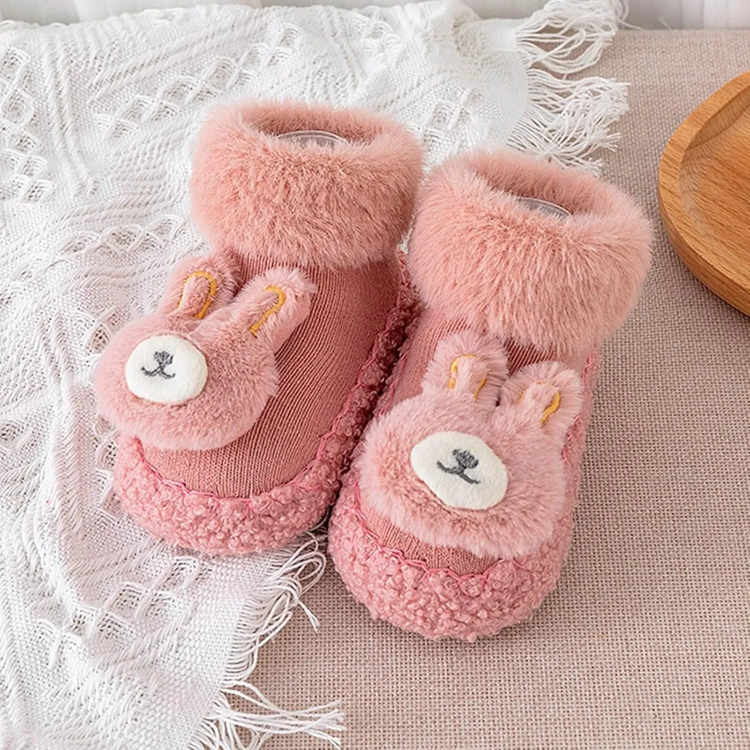 Baby Shoes Infant Socks Shoes Kids Toddler Cute Animal Fuzzy Bunny First Walking Slipper Sneakers Winter Warm Shoes