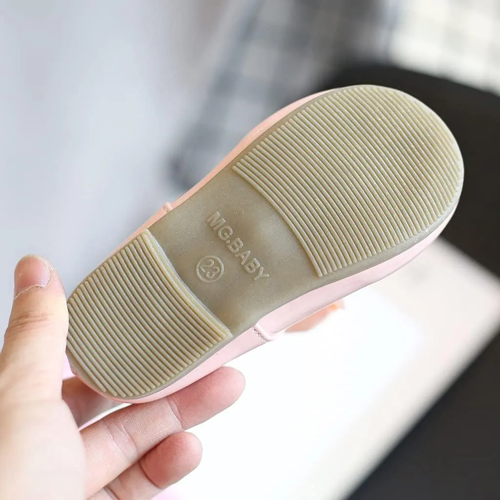 Baby Shoes Toddler Premium Bowknot Mary Jane Burnish PU Leather Shoes Girls Wedding Princess Baptism Crib Shoes