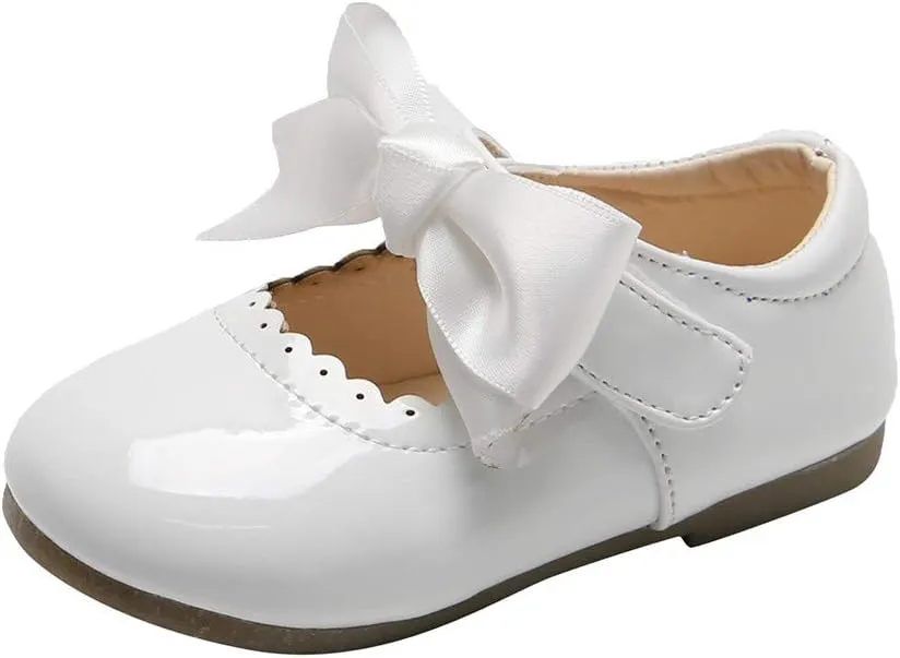 Baby Shoes Toddler Premium Bowknot Mary Jane Burnish PU Leather Shoes Girls Wedding Princess Baptism Crib Shoes
