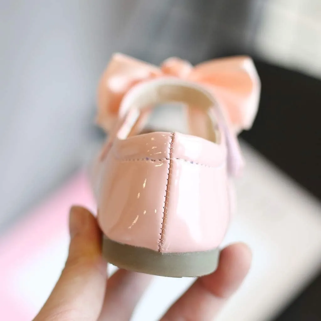Baby Shoes Toddler Premium Bowknot Mary Jane Burnish PU Leather Shoes Girls Wedding Princess Baptism Crib Shoes