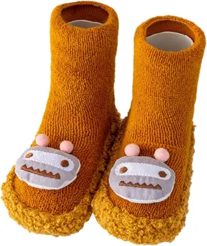 Baby Sock Shoes Ankle Non-Slip Fleece Slippers Cute Warm Soft Sole Sneakers Boys Girls First Walking Toddler Shoes