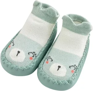 Baby Sock Shoes Toddler Cute Soft Rubber Sole Slipper Knit Printing Non Slip Floor Ankle Infant Walking Shoes