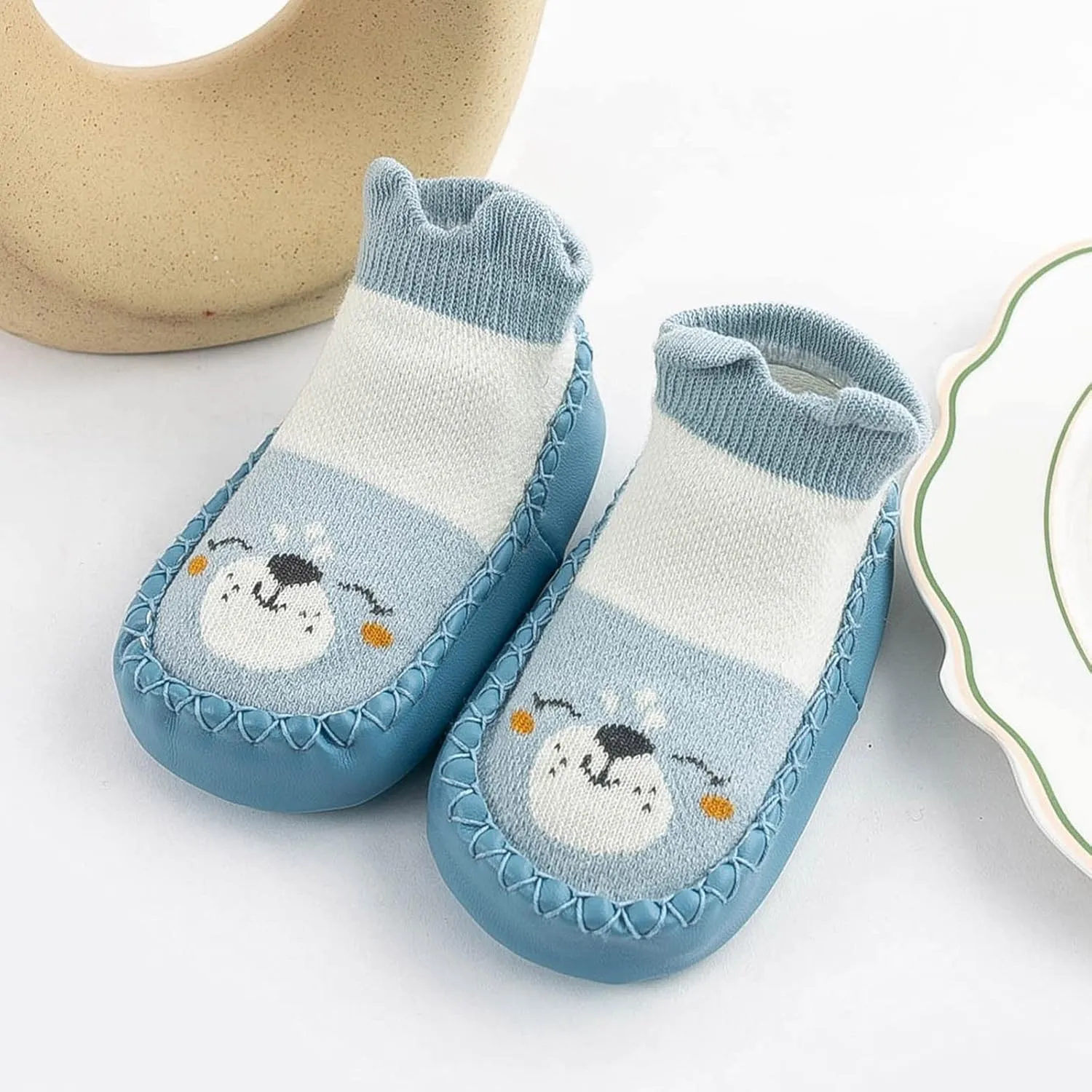 Baby Sock Shoes Toddler Cute Soft Rubber Sole Slipper Knit Printing Non Slip Floor Ankle Infant Walking Shoes