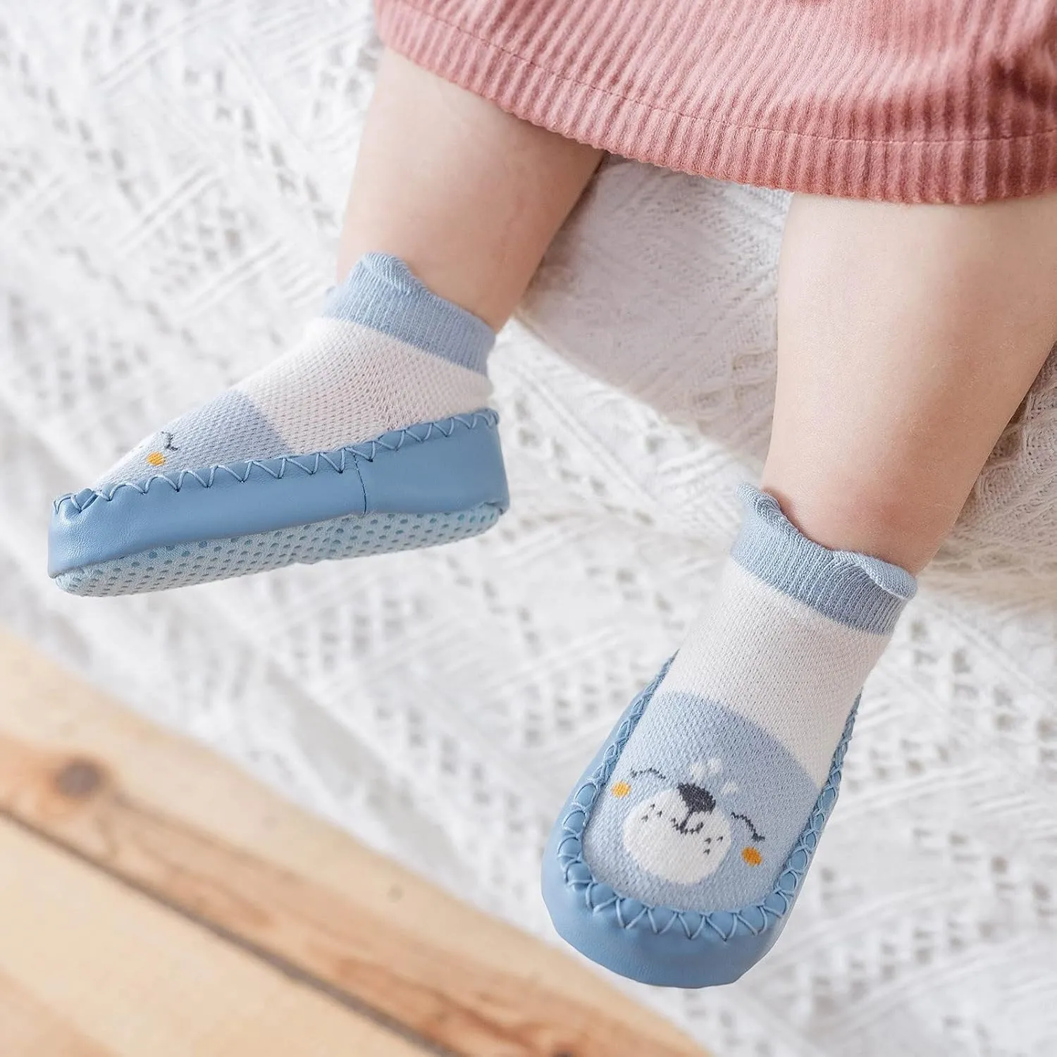 Baby Sock Shoes Toddler Cute Soft Rubber Sole Slipper Knit Printing Non Slip Floor Ankle Infant Walking Shoes