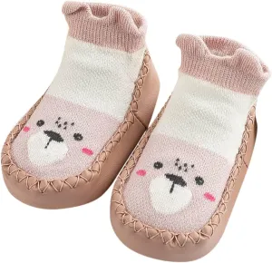 Baby Sock Shoes Toddler Cute Soft Rubber Sole Slipper Knit Printing Non Slip Floor Ankle Infant Walking Shoes