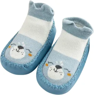 Baby Sock Shoes Toddler Cute Soft Rubber Sole Slipper Knit Printing Non Slip Floor Ankle Infant Walking Shoes