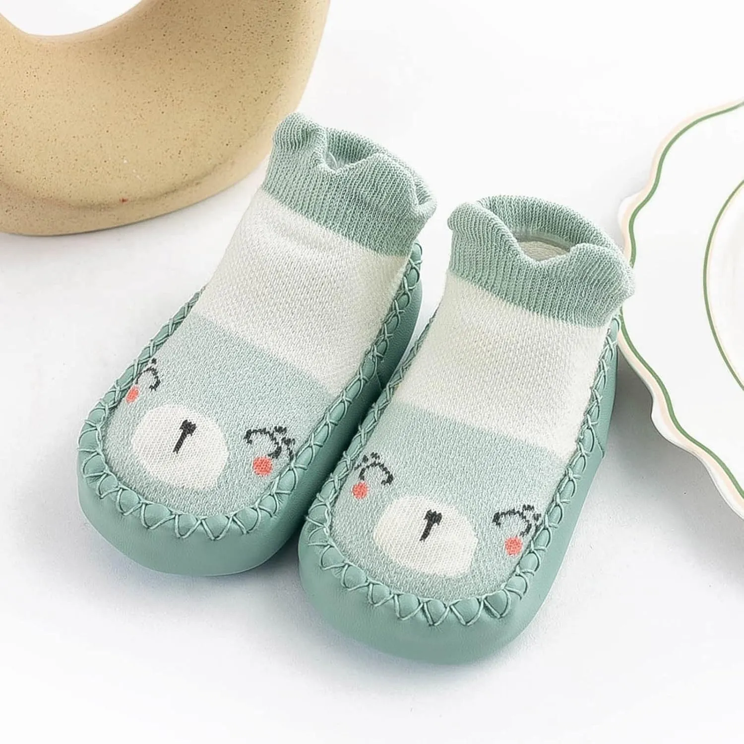 Baby Sock Shoes Toddler Cute Soft Rubber Sole Slipper Knit Printing Non Slip Floor Ankle Infant Walking Shoes