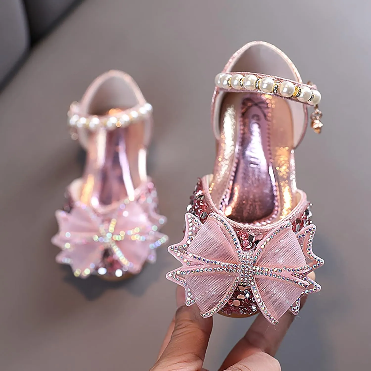 Baby Soft Sole Shoes Spring Summer Girls Sandals Dress Performance Dance Shoes Flat Bottom Light Mesh Bow Shoes