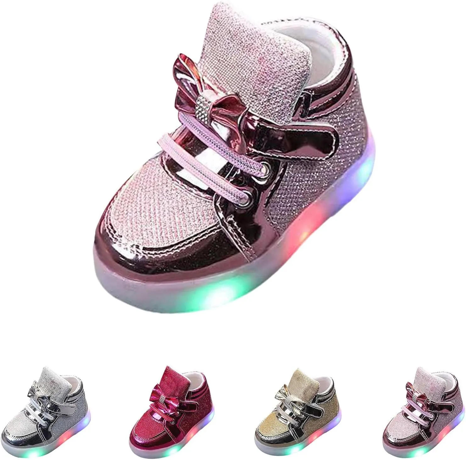 Baby Toddler Boys Girl Led Light Up Casual Shoes 17 Years Kids artoon Rabbit Luminous Bow Sport Shoes Sneakers