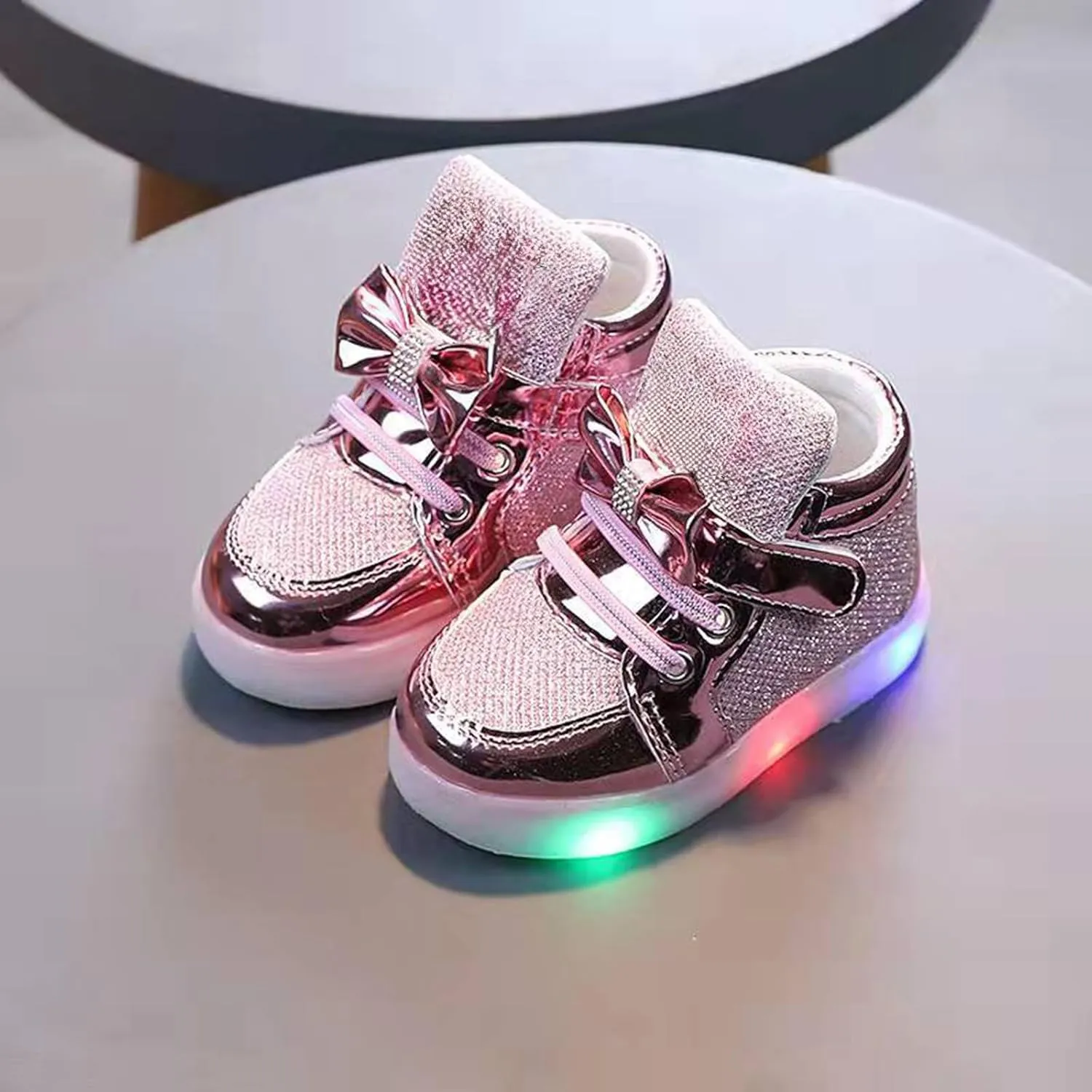 Baby Toddler Boys Girl Led Light Up Casual Shoes 17 Years Kids artoon Rabbit Luminous Bow Sport Shoes Sneakers