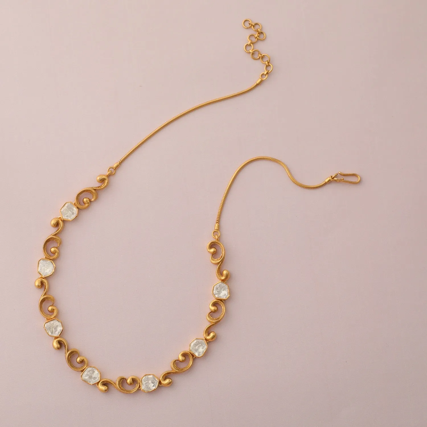 Baroque Moissanite Silver Statement Necklace