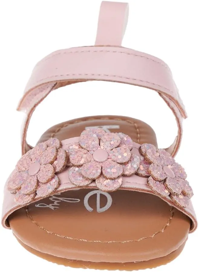 bebe Girl's Infant Flat Shoes - Flats with Metallic Shimmer, Glitter and Rhinestone For Infants