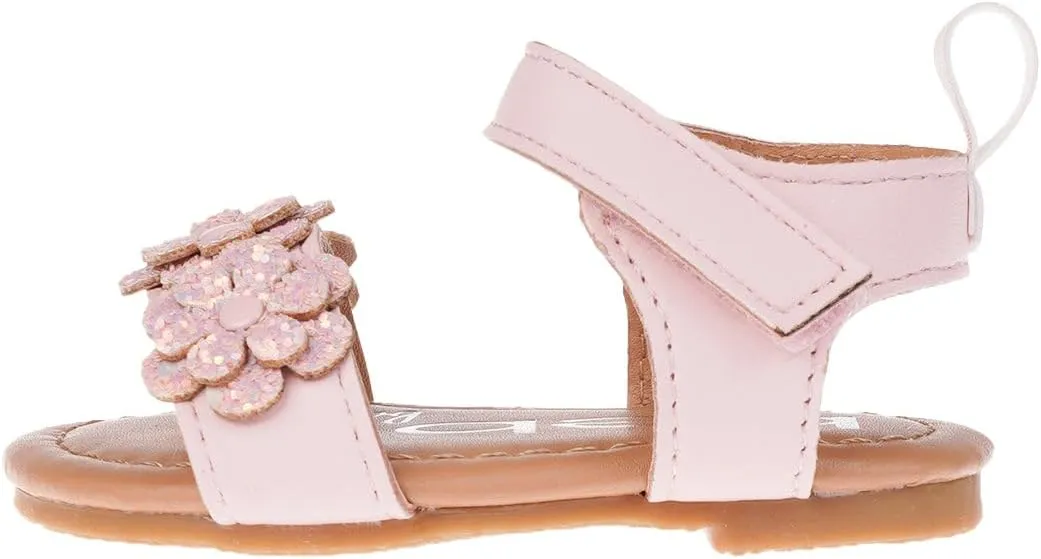 bebe Girl's Infant Flat Shoes - Flats with Metallic Shimmer, Glitter and Rhinestone For Infants