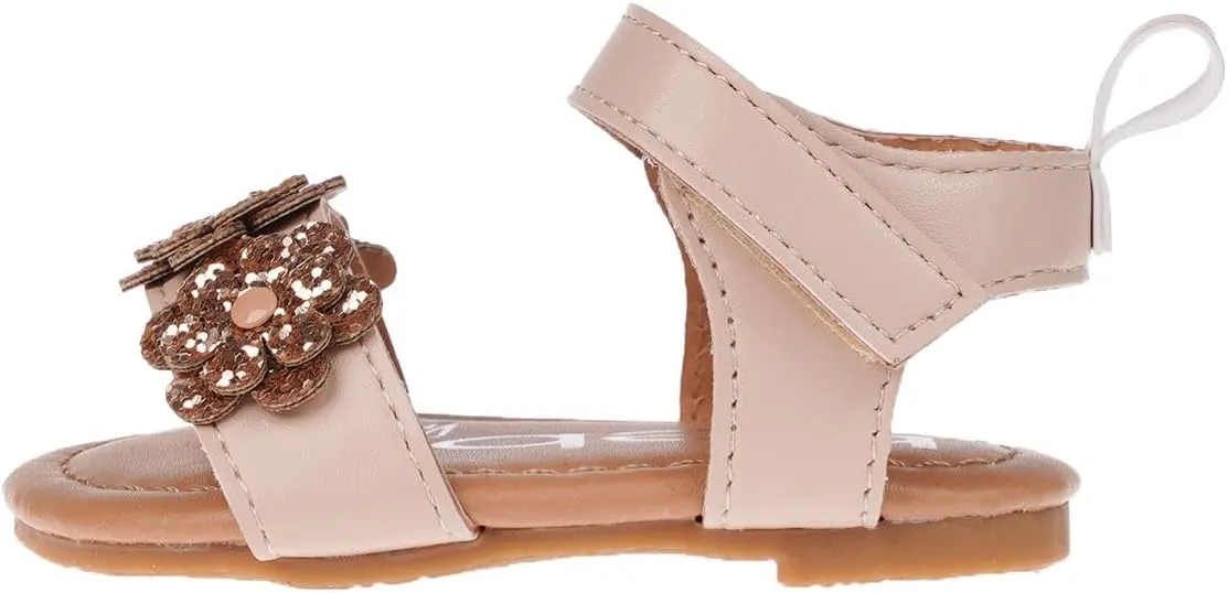 bebe Girl's Infant Flat Shoes - Flats with Metallic Shimmer, Glitter and Rhinestone For Infants