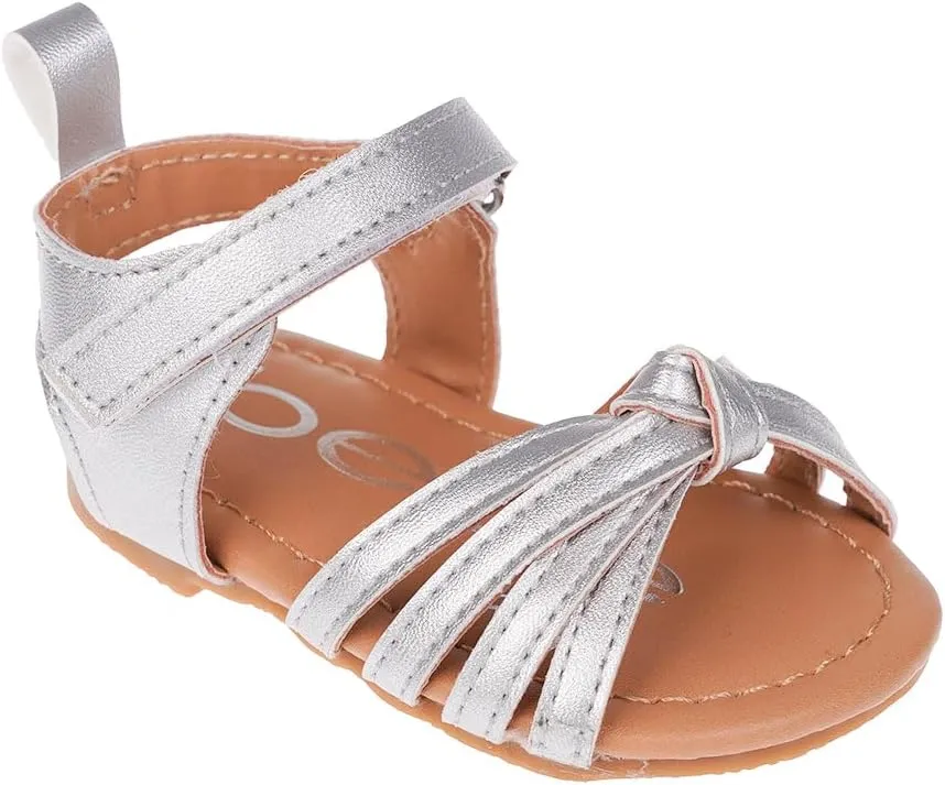 bebe Girl's Infant Flat Shoes - Flats with Metallic Shimmer, Glitter and Rhinestone For Infants