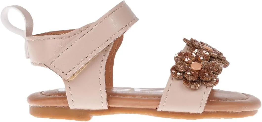 bebe Girl's Infant Flat Shoes - Flats with Metallic Shimmer, Glitter and Rhinestone For Infants